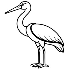 Elegant Stork Outline Vector
