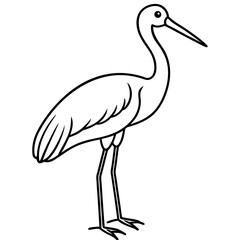 Elegant Stork Outline Vector
