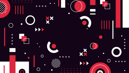 Obraz premium Flat Black Memphis Geometric Abstract Background
