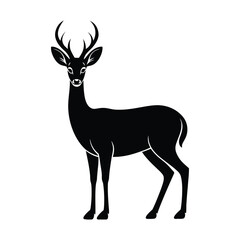 Fototapeta premium Monochrome Silhouette Illustration of a Deer with Antlers.