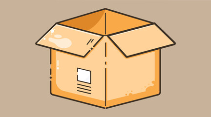 Obraz premium illustration of an opened shipping box, ready for delivery. The box is partially opened to reveal its contents