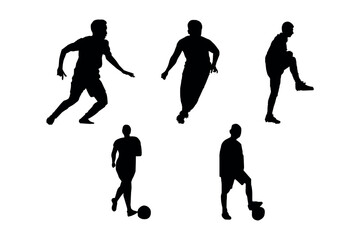 Black Silhouettes of Football Players in Action Poses
