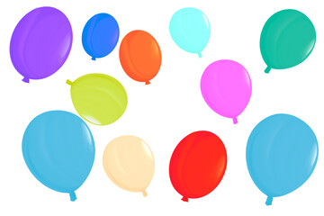set of bunch of colorful balloons without background