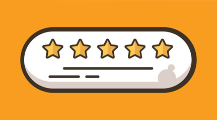 Illustration of a five stars feedback system showing a customer review interface with highlighted stars