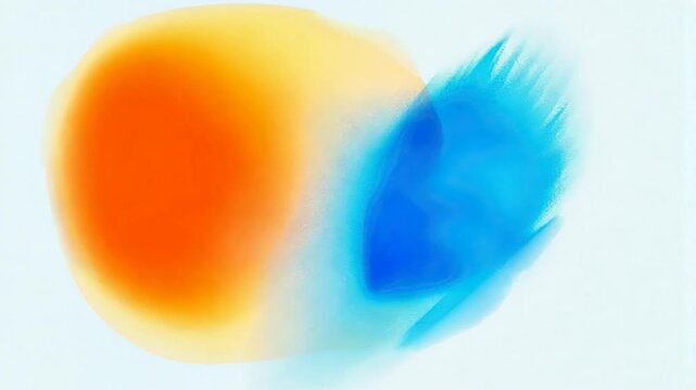 Two blurred orange and blue shapes on a white background, gradient color, grainy textures, gradient textures