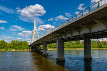 Fototapeta premium Beautiful bridge over the Vistula river in Warsaw