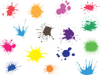 Colorful Paint Splatters and Ink Blots Collection – Abstract Grunge and Artistic Texture Set