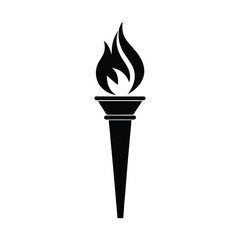 Black silhouette of a stylized torch with a flame Art & Illustration