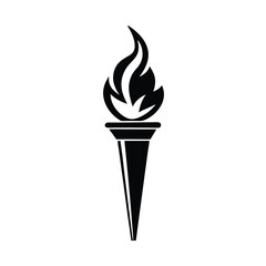 Black silhouette of a stylized torch with a flame Art & Illustration