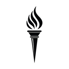 Black silhouette of a stylized torch with a flame Art & Illustration
