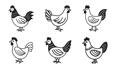 Obraz premium Farm Chicken Illustration in Minimal Design