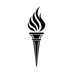 Black silhouette of a stylized torch with a flame Art & Illustration