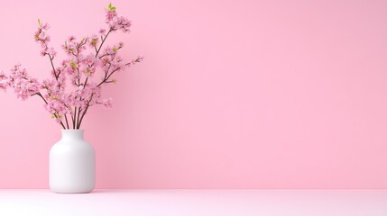 Simple Pink Room with Cherry Blossoms
