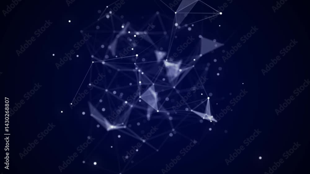 Poster Futuristic network connection structure on blue background. Concept of hi tech and future. Communication and web concept. Big data visualization. 3D rendering.