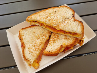 
This is a close-up of toasted bread.
