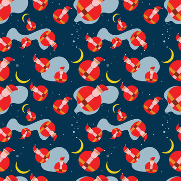 Santa Christmas Seamless Pattern Vector Illustration