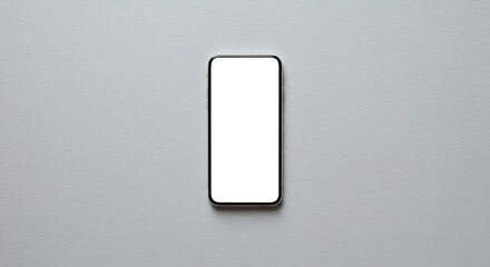 Cell Phone with White Screen on Grey Background