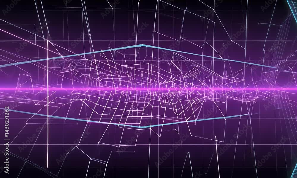 Poster abstract digital network with lines and geometric shapes