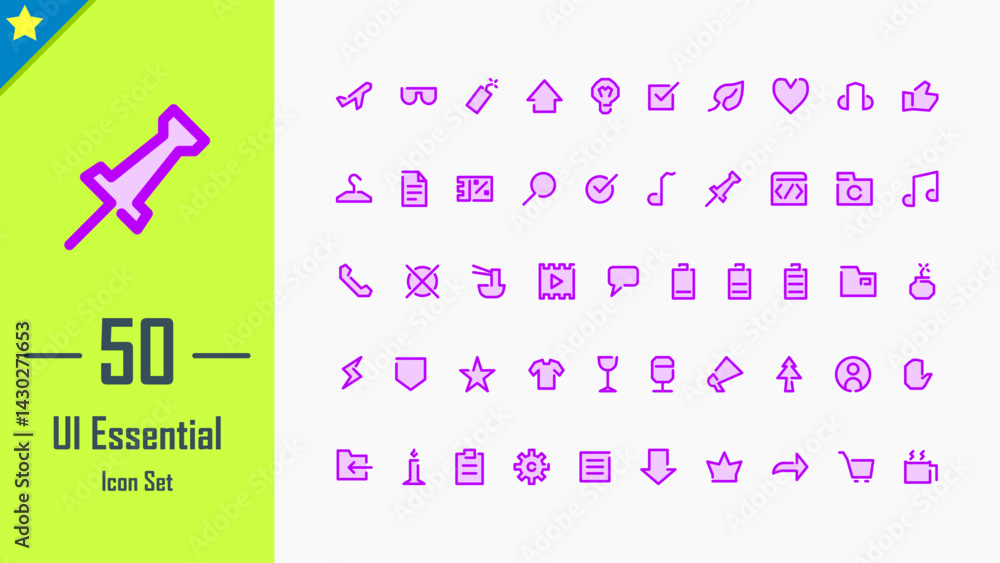 Poster design illustration graphic of ui essential icon with dual tone style. suitable for ui, mobile desig
