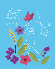 Vector Mothers Day poster. Beautiful floral Mothers Day greeting card templates