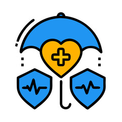 Obraz premium Insurance Security Icon Line Art Health & Medical Vector Illustration on Transparent Background PNG Image 