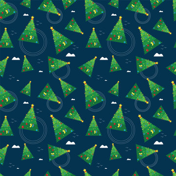 Christmas Trees Pattern Vector Illustration