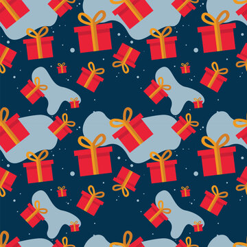 Christmas Gifts Seamless Pattern Vector Illustration