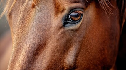 close-up of a brown horse's eye