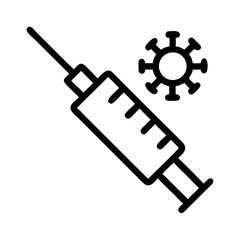 Vaccine Syringe Icon Line Art Health & Medical Vector Illustration on Transparent Background PNG Image  