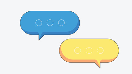 Illustration of chat bubbles used for texting and communication, featuring overlapping message shapes in various colors