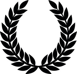 Laurel Wreath Silhouette Vector – Simple Black Victory Symbol