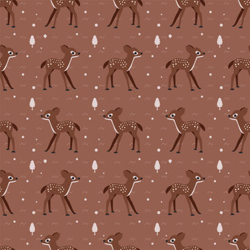Cute Deer Animal Pattern Vector Illustration