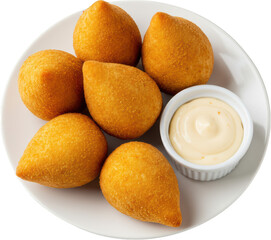 GoldenBrown Coxinhas with Creamy Dipping Sauce