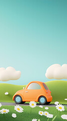 3D illustration of a driving trip