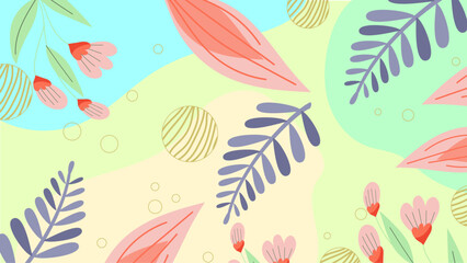Summer Background With Tropical Pastel Flowers