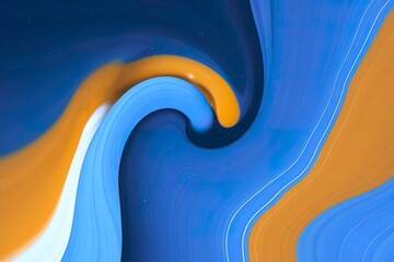 A vibrant and dynamic swirl of colors, predominantly blue and orange