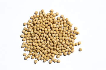 Chickpeas placed on a white background