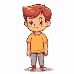 Obraz premium Little boy standing and smiling. Cute cartoon character vector illustration. 