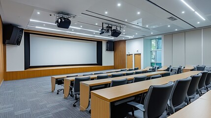 Modern Lecture Hall Interior Design: Spacious and Equipped Classroom