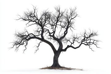 Obraz premium Isolated Silhouette of a Bare Winter Tree