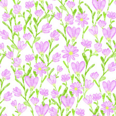 seamless pattern with pink flowers on transparent background