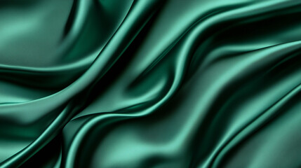 Fototapeta premium Explore the beauty of rich green silk fabric texture with smooth waves and elegant draping design for versatile uses
