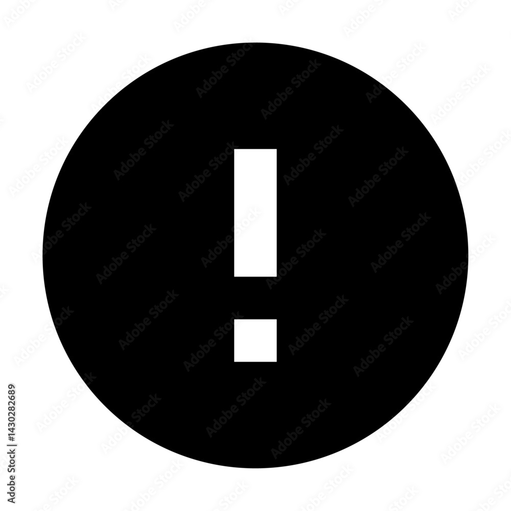 Poster black circle containing a white exclamation point indicating a warning or important notification sig