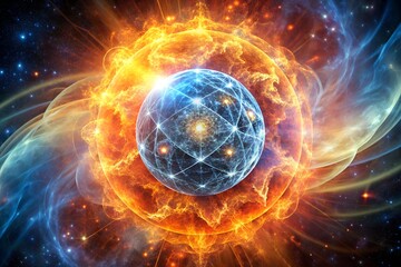 Obraz premium crystalized flame locked in magnetic orbit