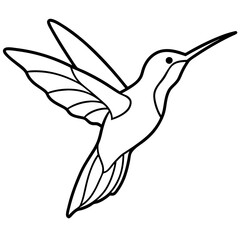 One-Line Art Hummingbird Vector Illustration
