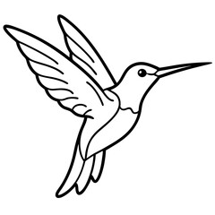 One-Line Art Hummingbird Vector Illustration