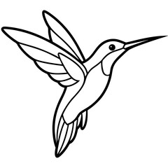 One-Line Art Hummingbird Vector Illustration