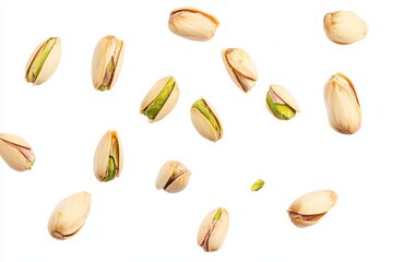 Obraz premium Pistachios in mid-air, a delicious snack.