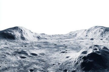 moon surface landscape panorama view isolated on white background