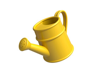 Yellow garden watering can. 3d image of garden tools for watering plants and seedlings. A cartoon-style garden tool © Юлия Мелешина